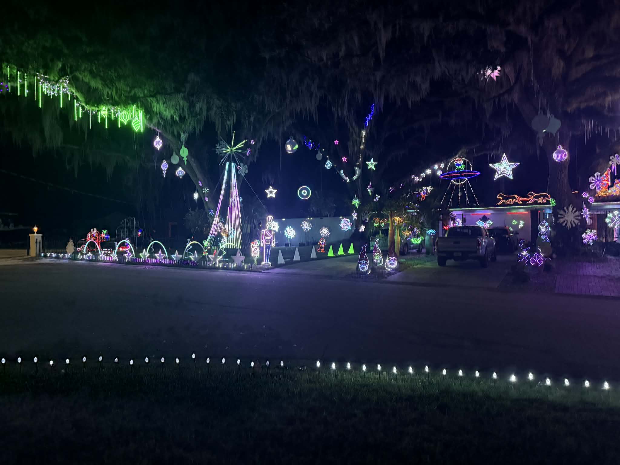 Tesla's Light House Green Glow Display View